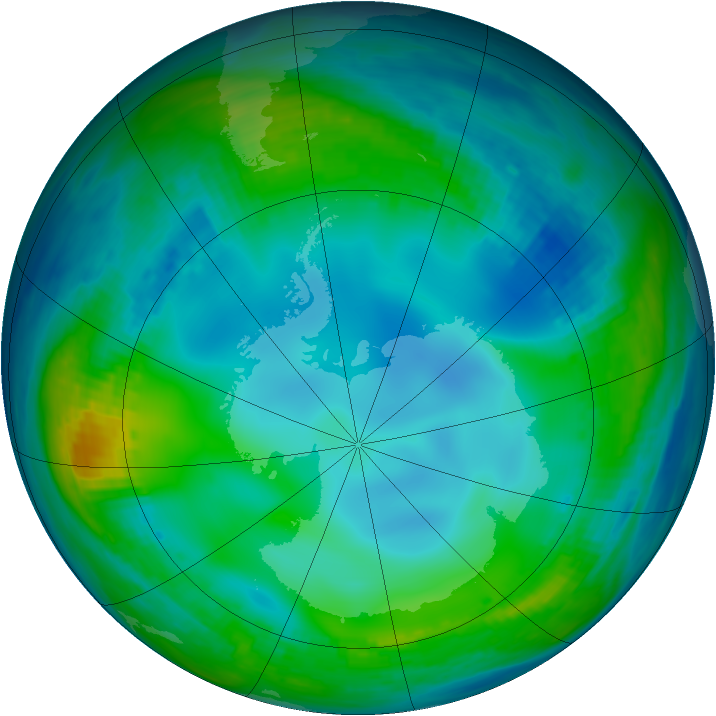 Antarctic ozone map for 03 June 1990